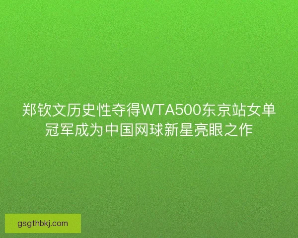 郑钦文历史性夺得WTA500东京站女单冠军成为中国网球新星亮眼之作