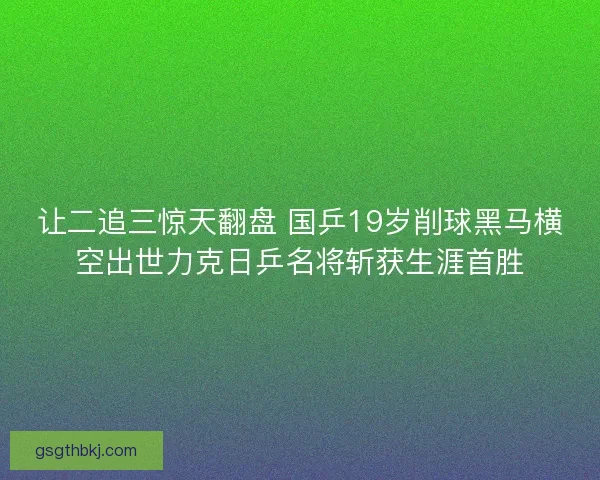 让二追三惊天翻盘 国乒19岁削球黑马横空出世力克日乒名将斩获生涯首胜